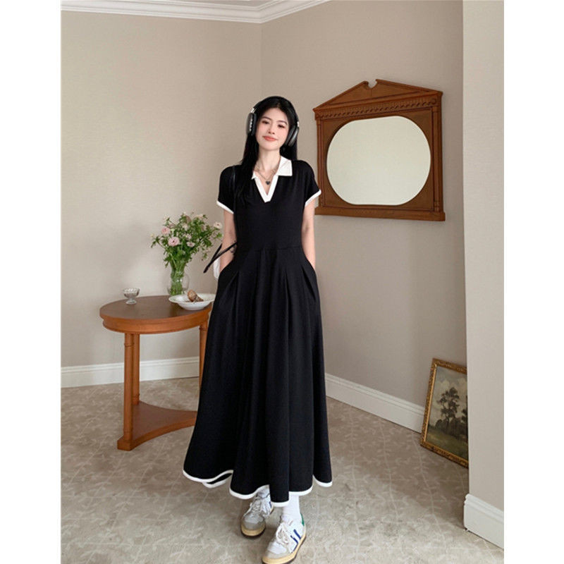 Plus Size 40 150kg Korean Style Women Short Sleeve Polo Collar Oversize Plain Maxi Dress Shopee Malaysia