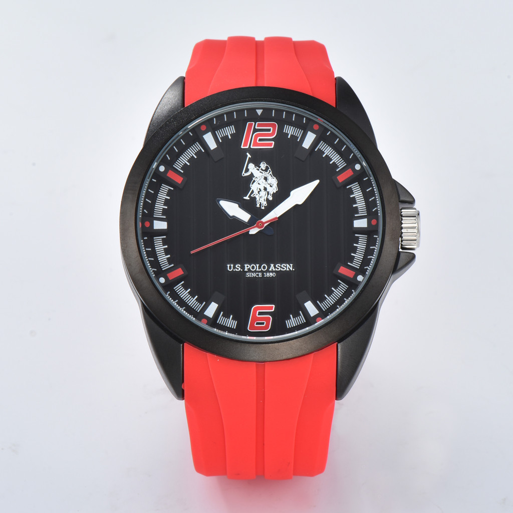 Official Warranty Authentic US POLO ASSN. Mens Rubber Quartz Watch Men Jam Tangan Lelaki Round Shape