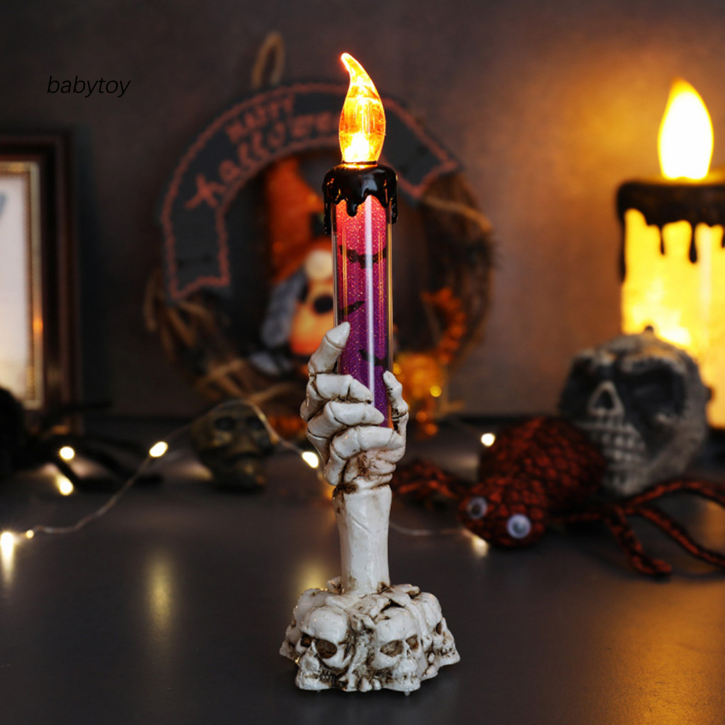 Halloween Skull LED Candlestick Skeleton Ghost Hand Flameless Candle Holder Lamp Lights for Halloween Party Decorations