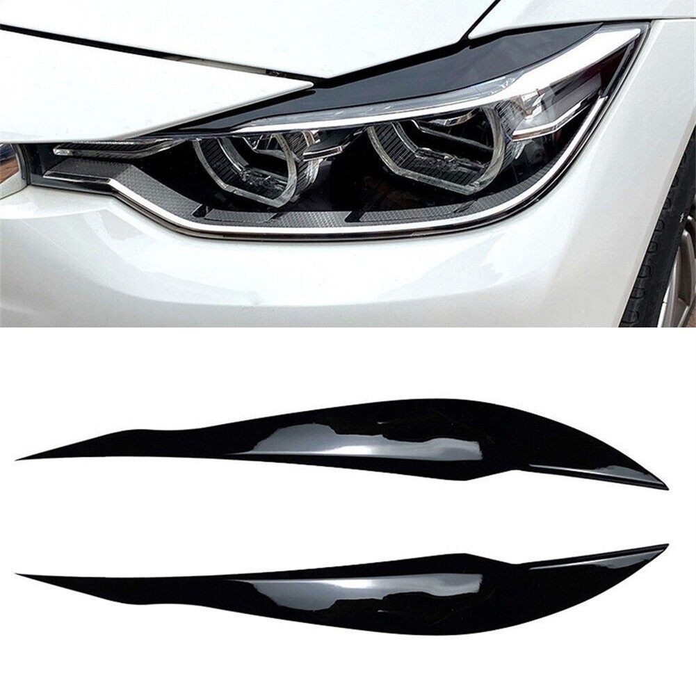 [BSL] 2Pcs F30 Headlight Cover Eyelid Gloss Black Eyebrow For BMW F30