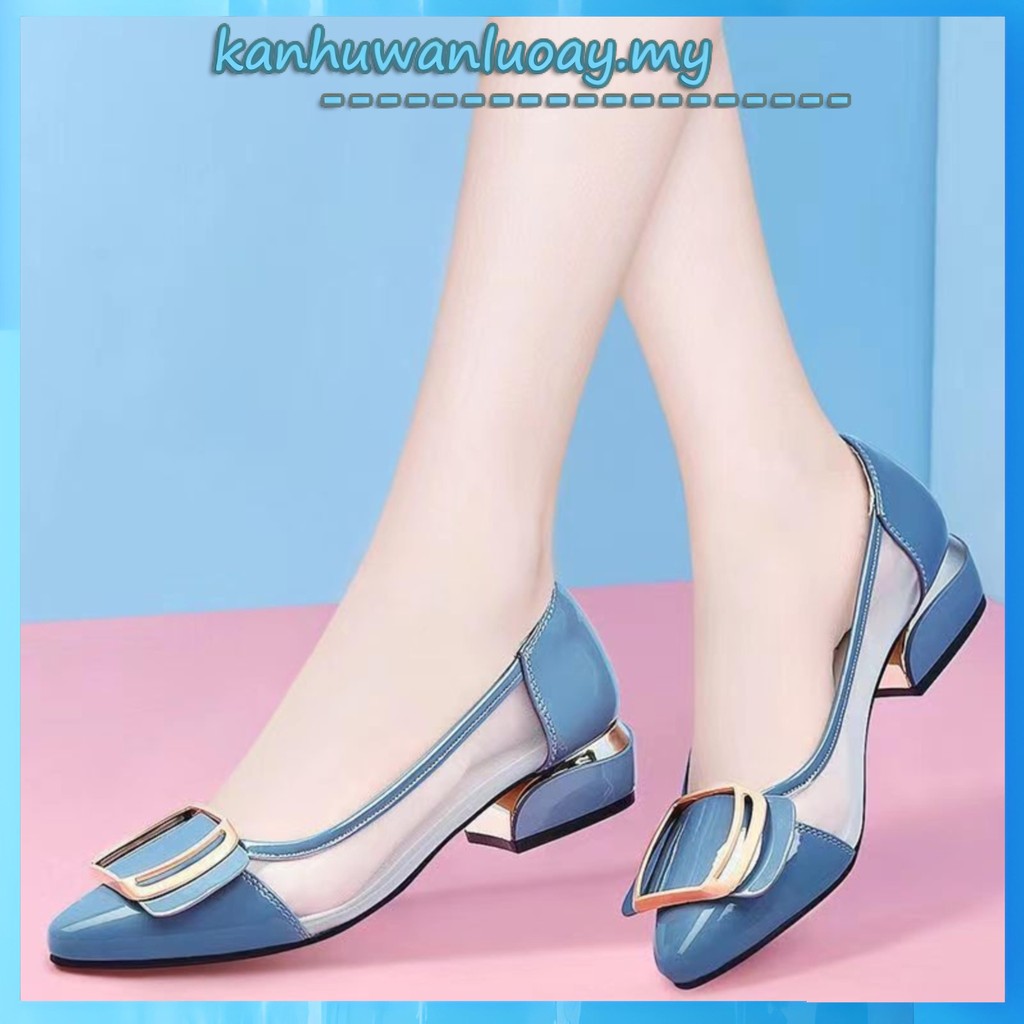 vincci Kasut bata wanita sandal perempuan plus size heals shoes women heels  Coarse heel mesh tip