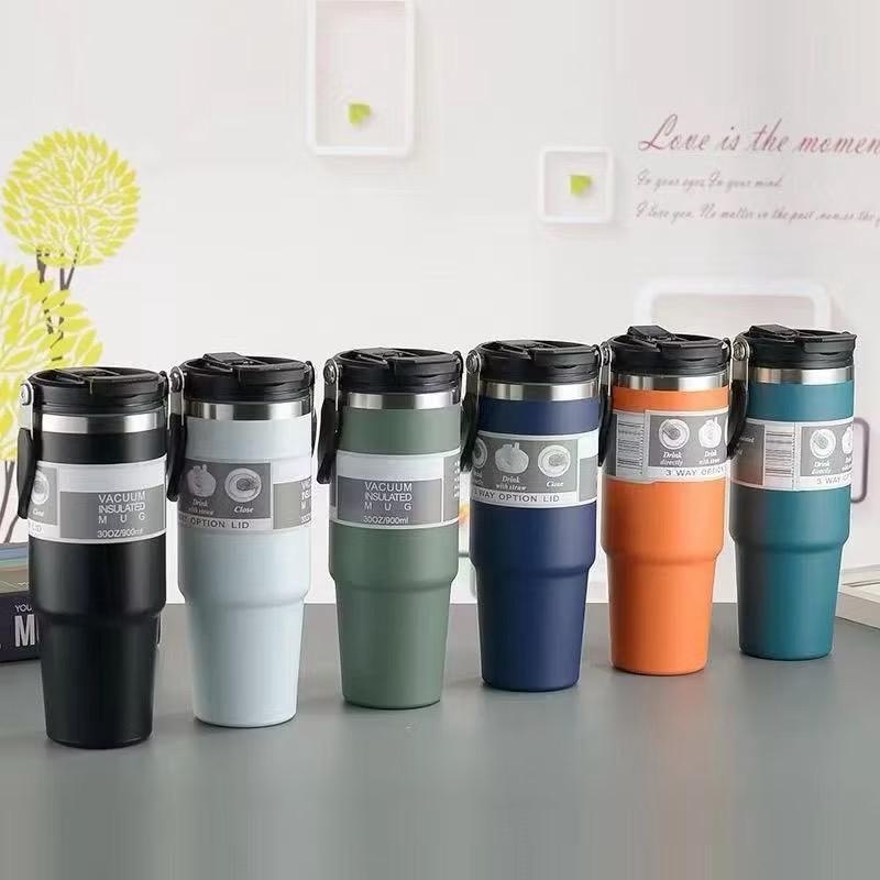 Tumbler With Handle straw tumbler 900ml 304 Stainless Steel Insulated ...