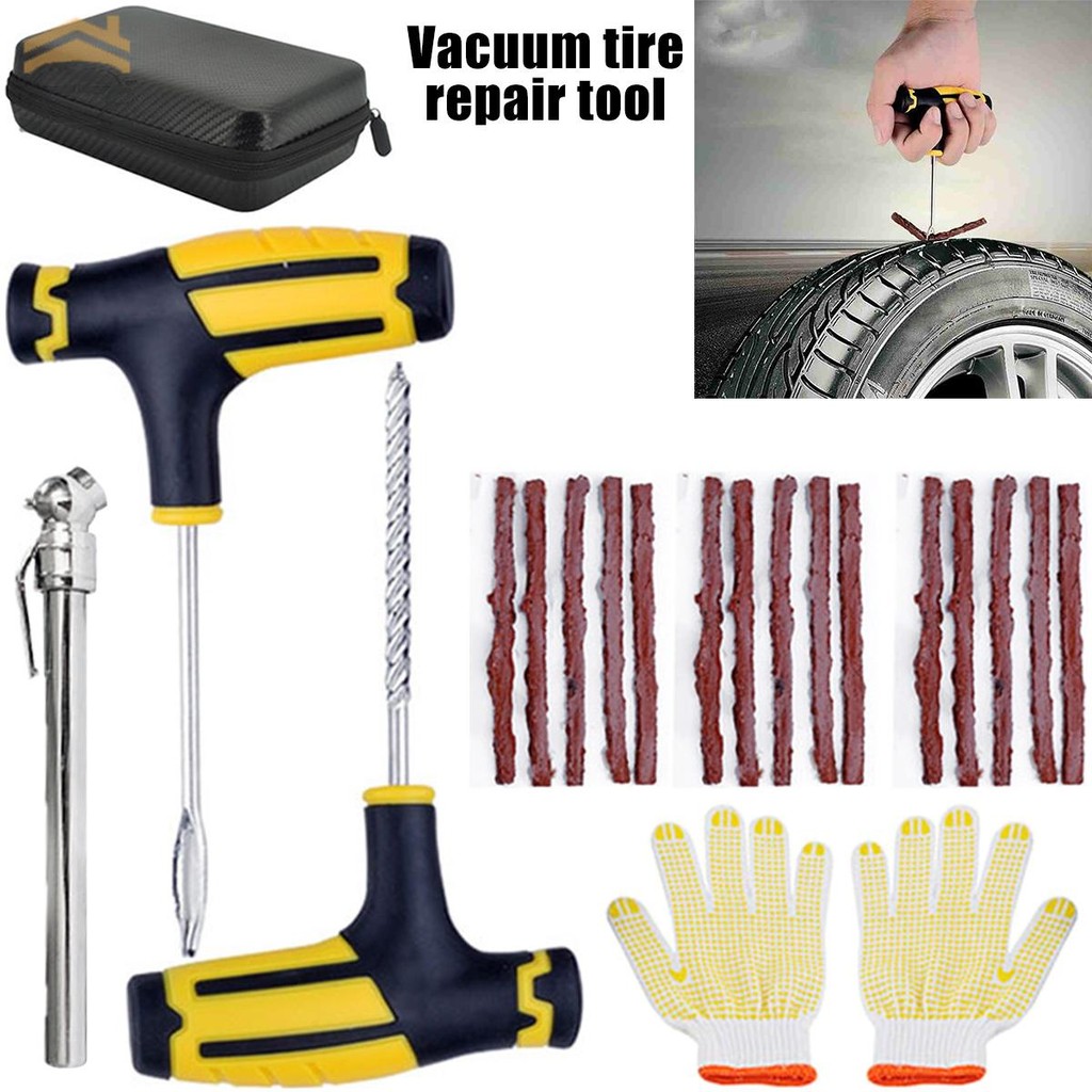 Tubeless Tyre Puncture Repair Kit Tool Auto Tire Repair Kit with 15