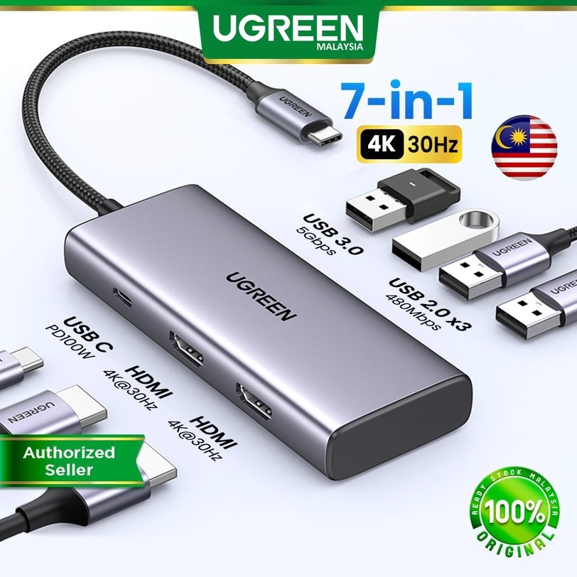 UGREEN IN USB C Hub Docking Dual HDMI Adapter 4K30Hz Display