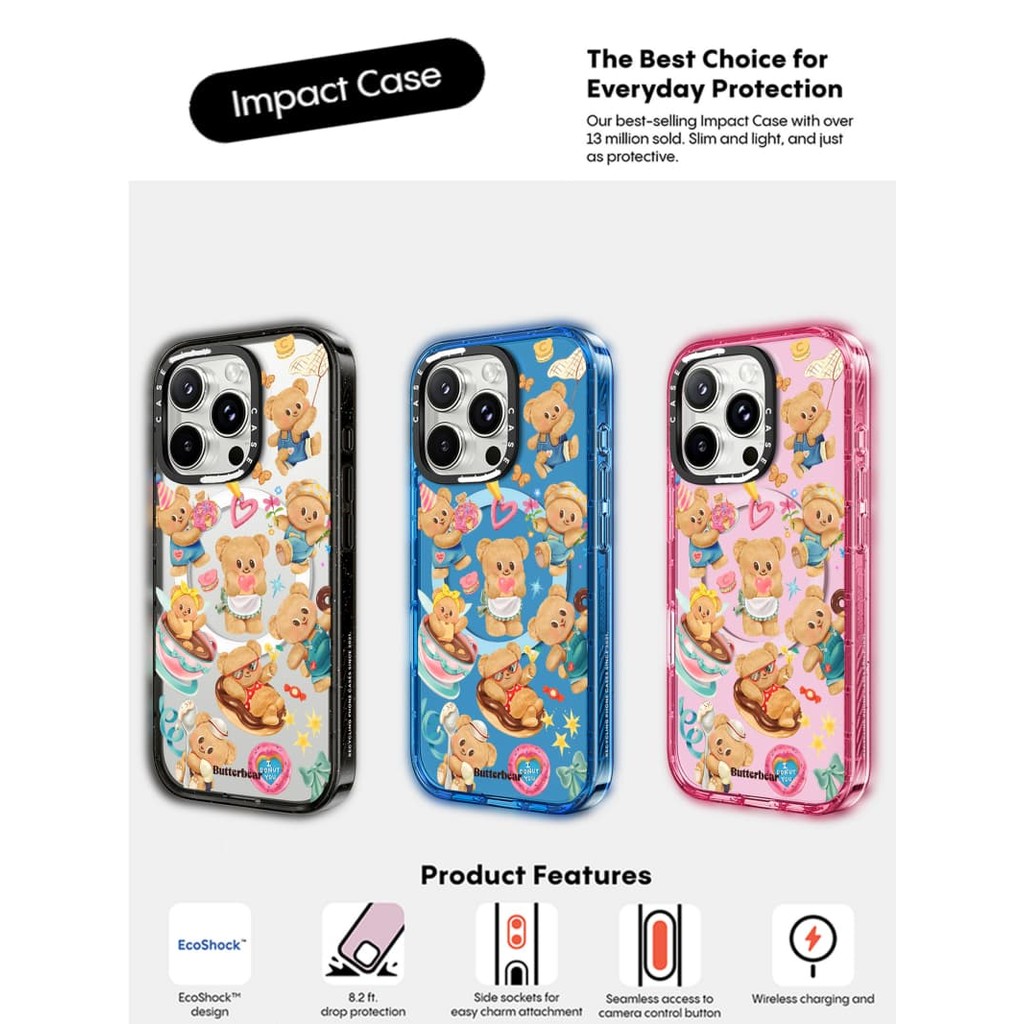 iPhoneアクセサリー Butterbear Stickermania Case CASECASE X Butterbear Stickermania Case Black/Sky Blue/Pink Fizz