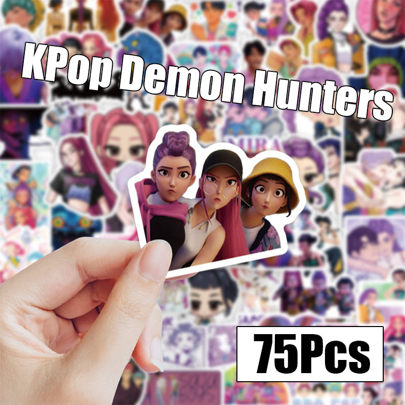 61Pcs Autocollants K-pop Demon Hunters - Stickers Vinyle Impermeables Rumi Mira Zoey Saja Boys Jinu Chat Derpy Pour Skate Laptop Valise Cadeau Adolescentes Kpop Merch Pour Fans A