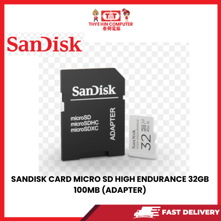 SANDISK CARD MICRO SD HIGH ENDURANCE 32GB 100MB (ADAPTER) | Shopee Malaysia