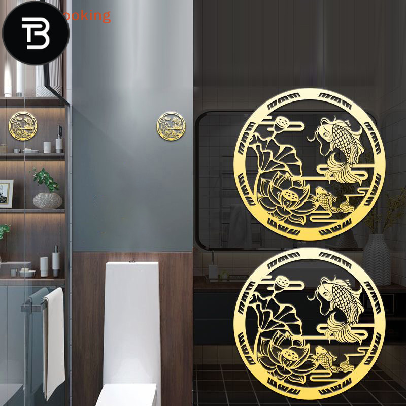 TB Carp Lotus Metal Sticker Lucky Wealth Home Feng Shui Decoration ...