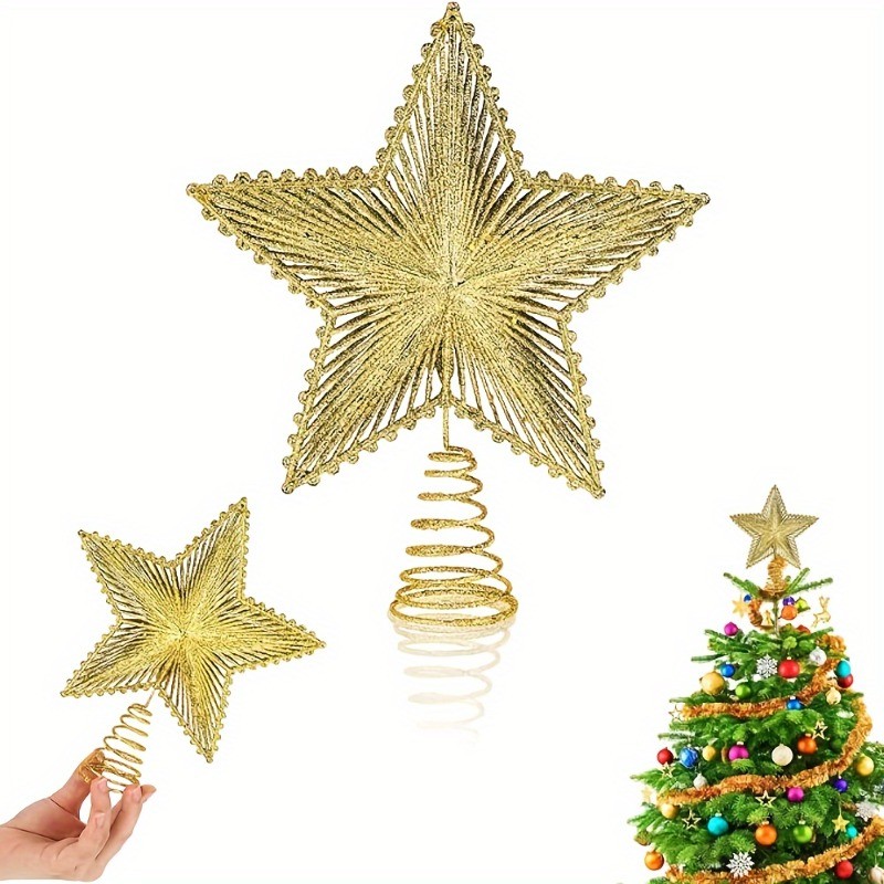 25cm Red Glitter Christmas Tree Topper Iron Star Christmas Decor for ...