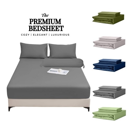 Plain Series Cadar Set Elastic Fitted Bedsheet Cadar Katil (3in1 Single ...
