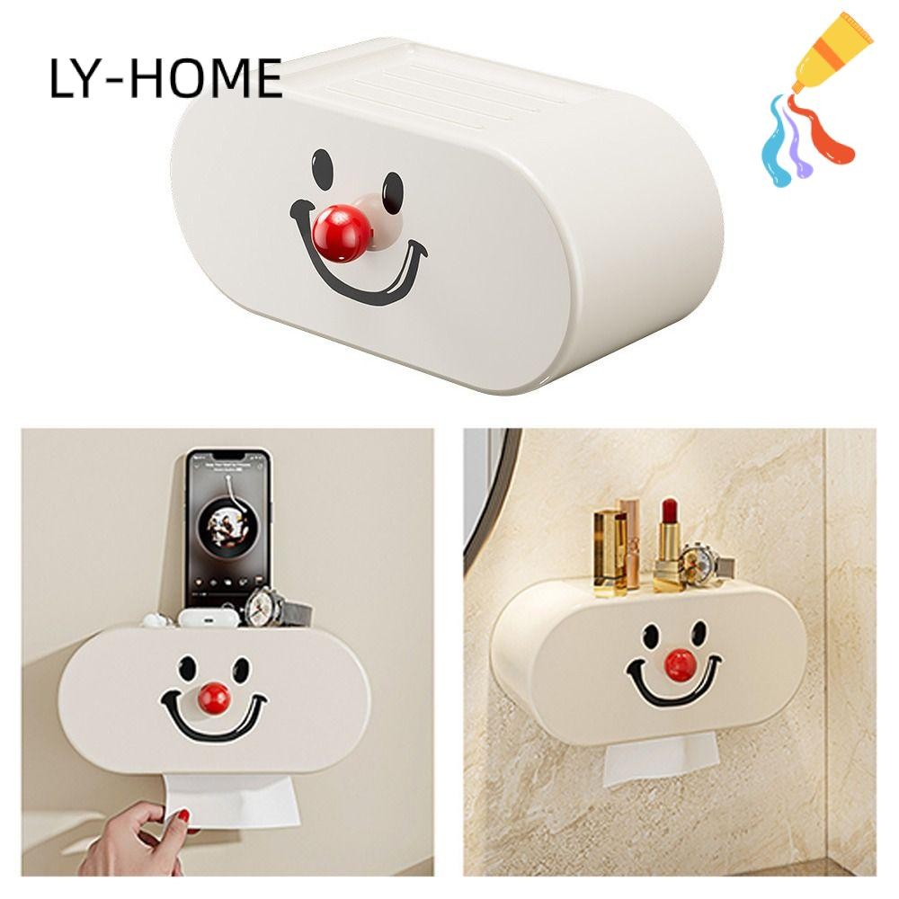 LY-HOME Tissue Box, Smiling Face Rectangular Napkin Box, Wall Mounted ...