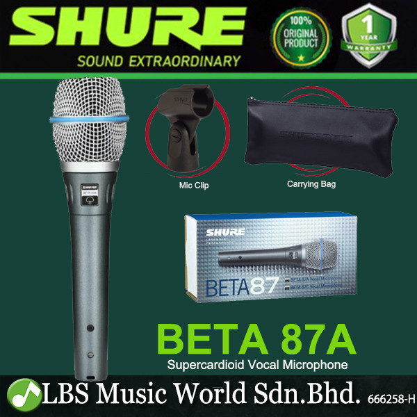 Shure Beta 87A Supercardioid Condenser Handheld Microphone Vocal Mic ...