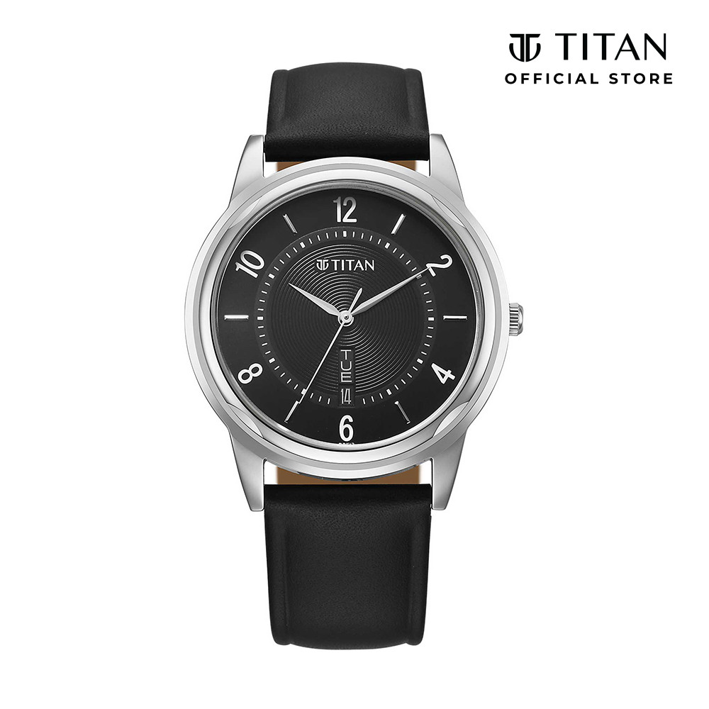 Titan Karishma Zing 1638SL03 Black Dial Leather Strap Men Watch ...