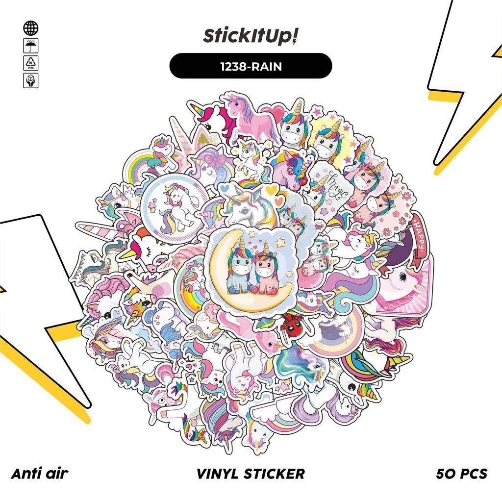HP COD COD COD COD 100 Pcs Cute Rainbow Unicorn Stickers Aesthetic ...