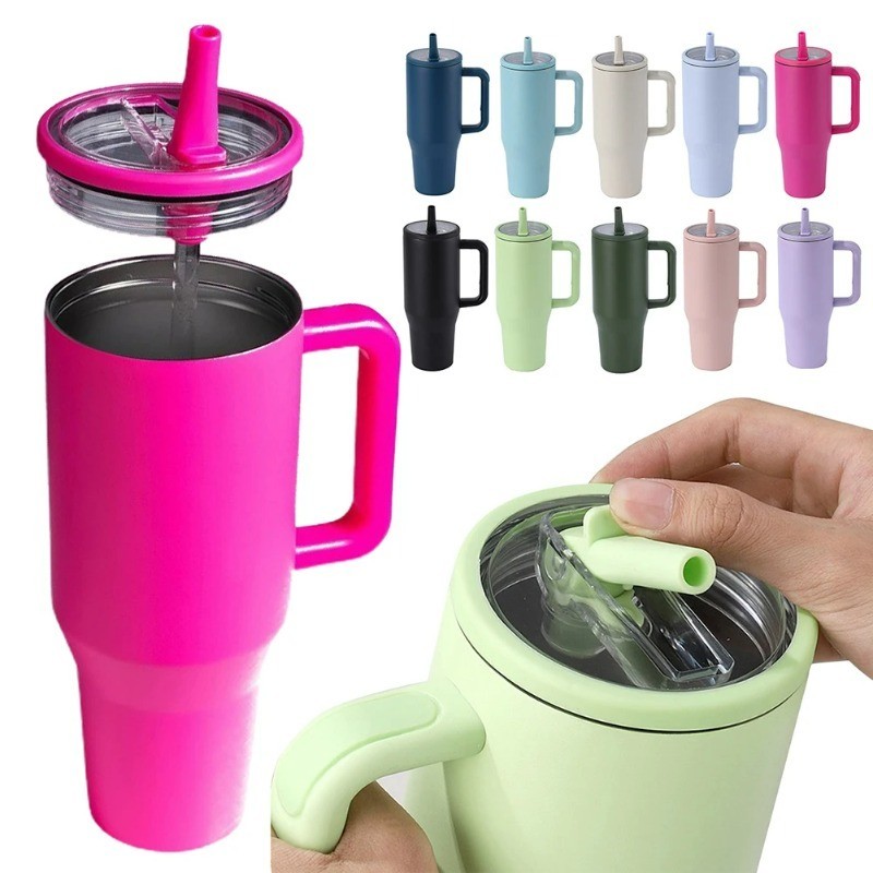 1200ml Flip Straw Tumbler Tumbler Tahan Sejuk Thermos with Handle ...