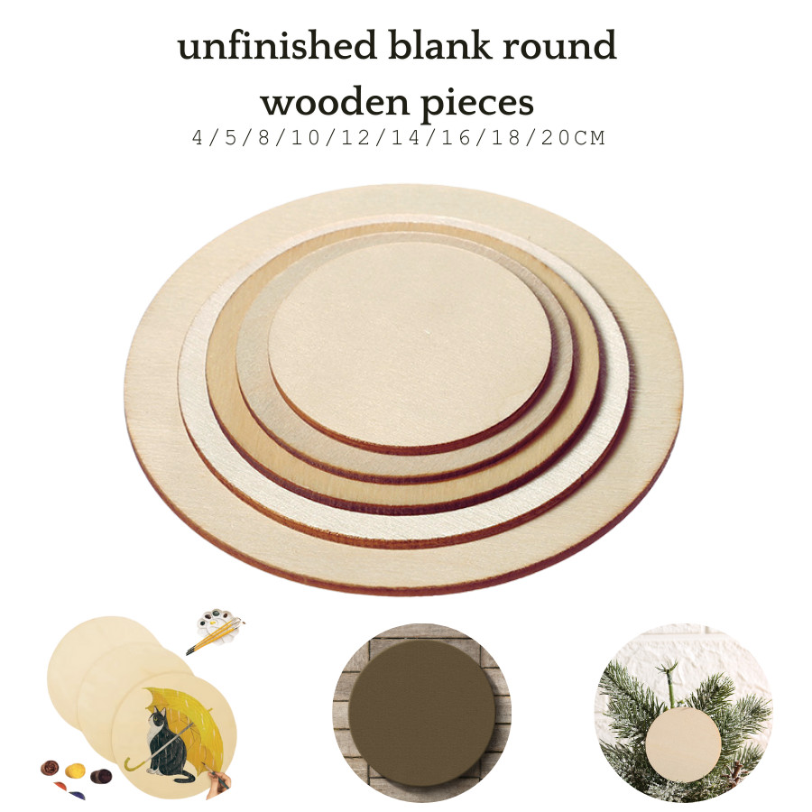 Unfinished Wood Cutouts Round Wooden Blank Pieces for Diy Craft ...
