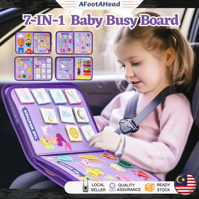 8 Pages Baby Busy Board Montessori Sensory Toy for Toddler Early ...