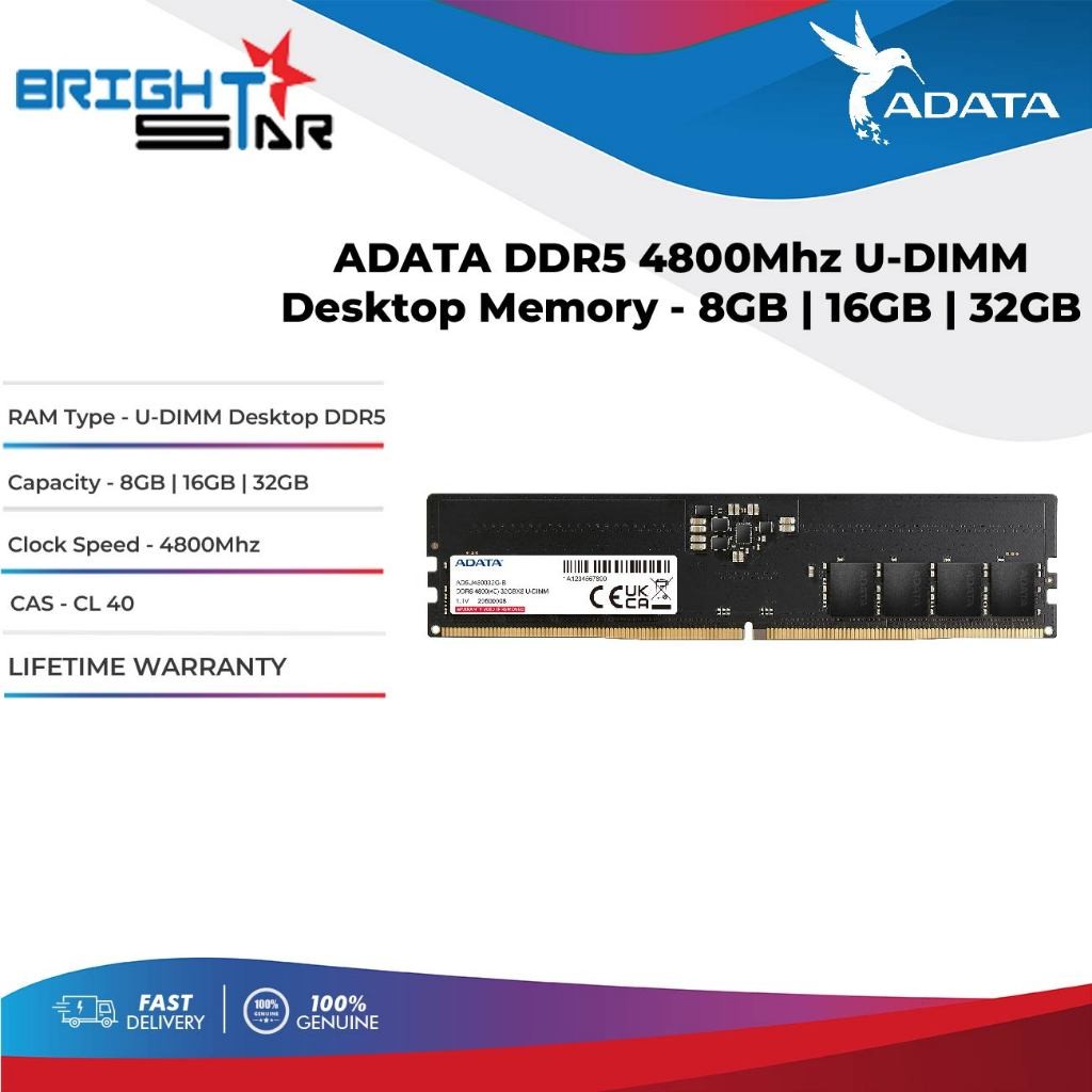 ADATA DDR5 4800Mhz U-DIMM Desktop Memory - 8GB/16GB/32GB | Shopee Malaysia