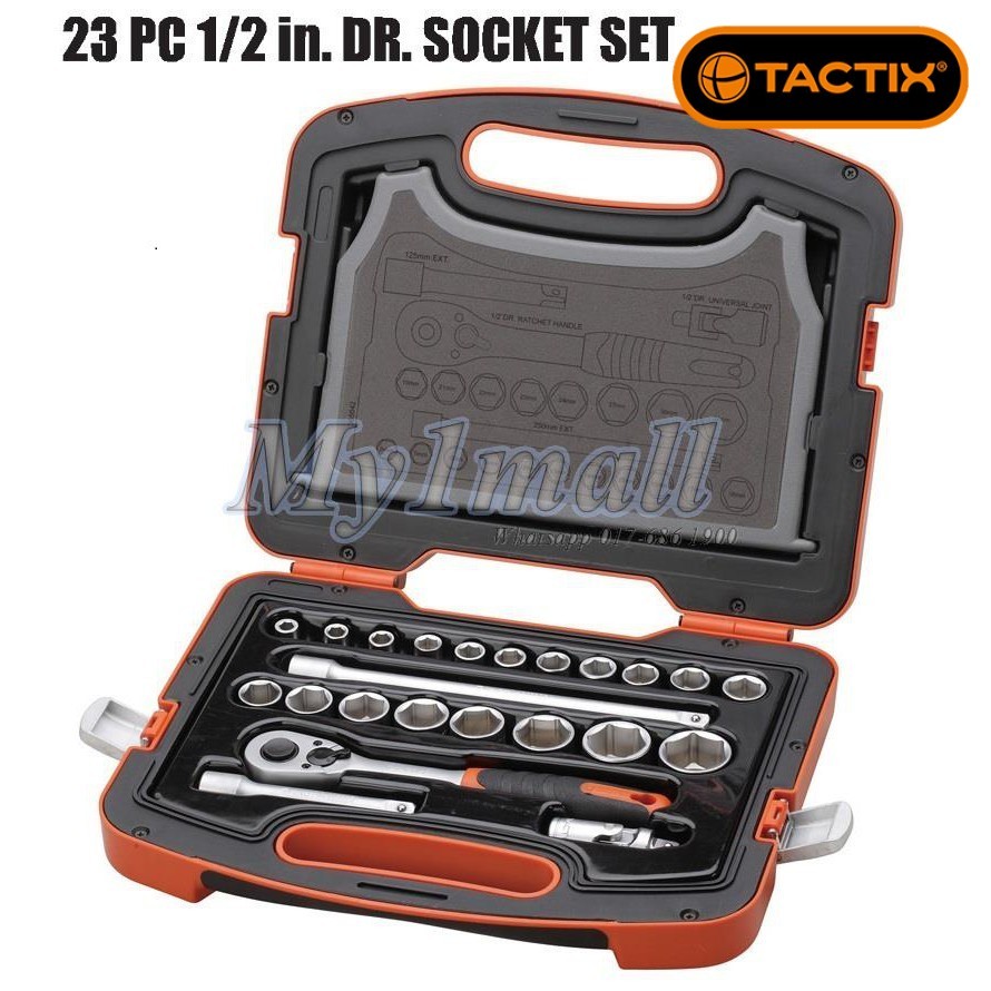 TACTIX 365042 - 1/2”DR 23PCS Ratchet Socket Tool Set | Shopee Malaysia