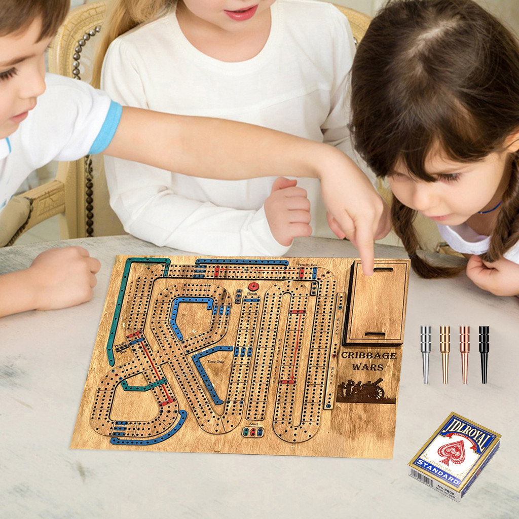 Travel Cribbage Game Cribbage Game with Pegs Portable Wooden Cribbage ...