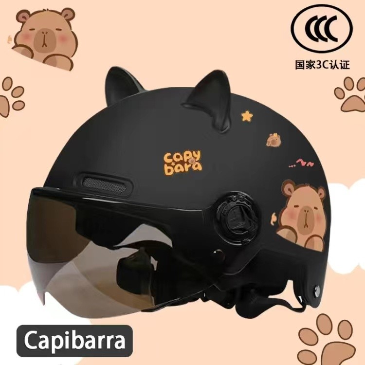 Capybara Kids Helmet – Cute Cartoon Half Helmet with Sun Visor for ...