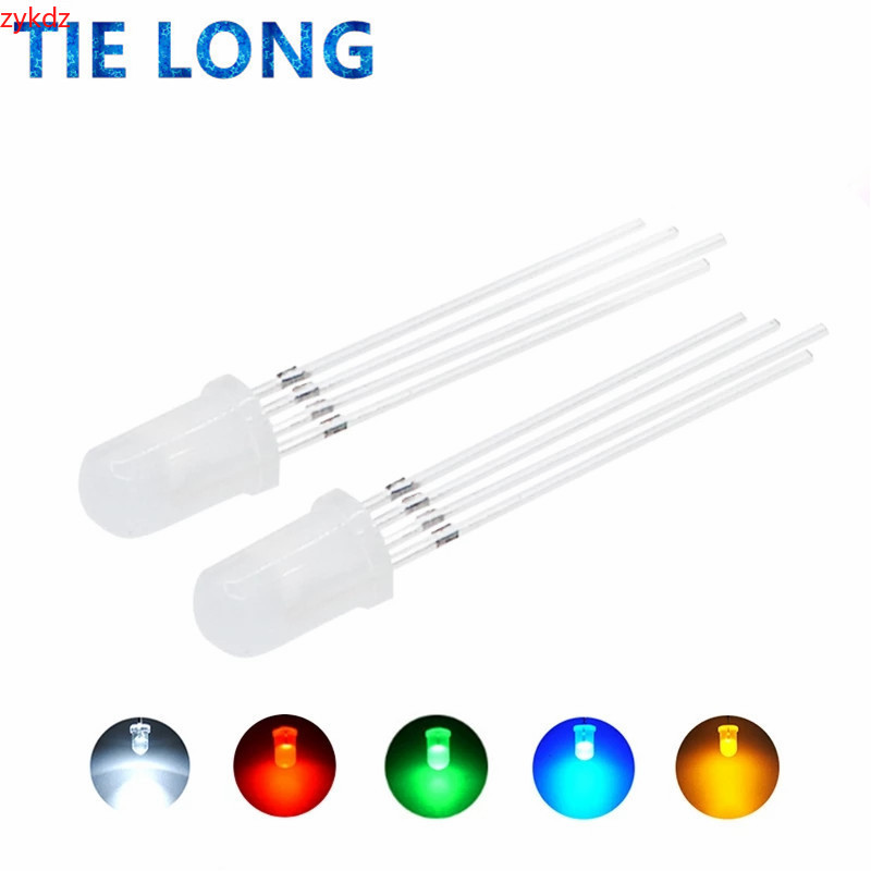 10pcs 5mm RGB LED Common Cathode / Common Anode Tri-Color Emitting ...