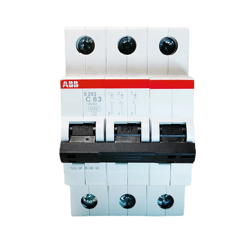 Disjoncteur miniature ABB S200M Type B, 3 pôles 63A 440V, capacité de