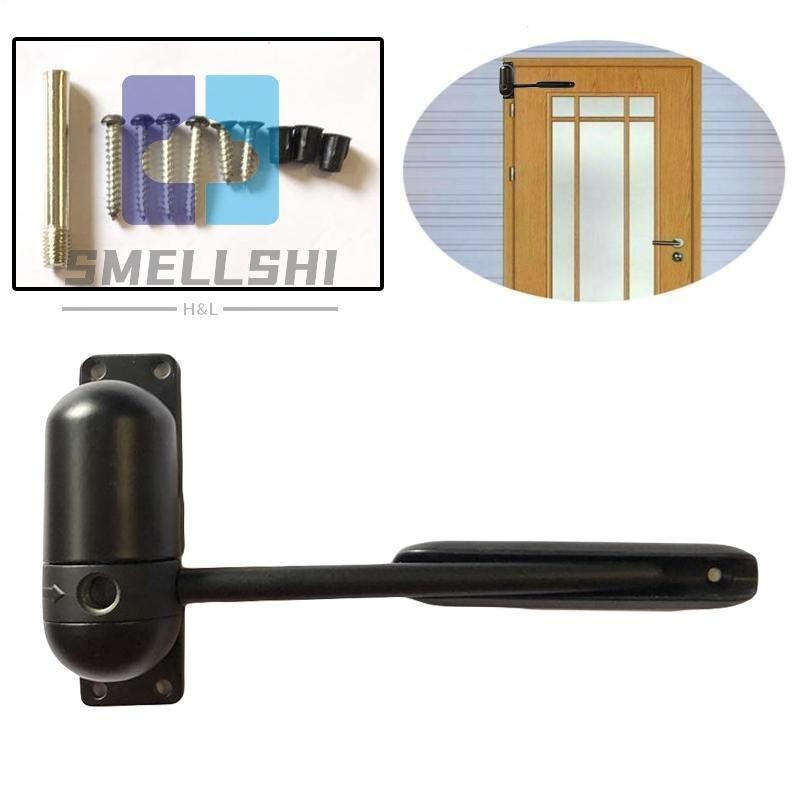【SMELL】Black Adjustable Door Closer Heavy Duty Fire Rated Spring Loaded ...