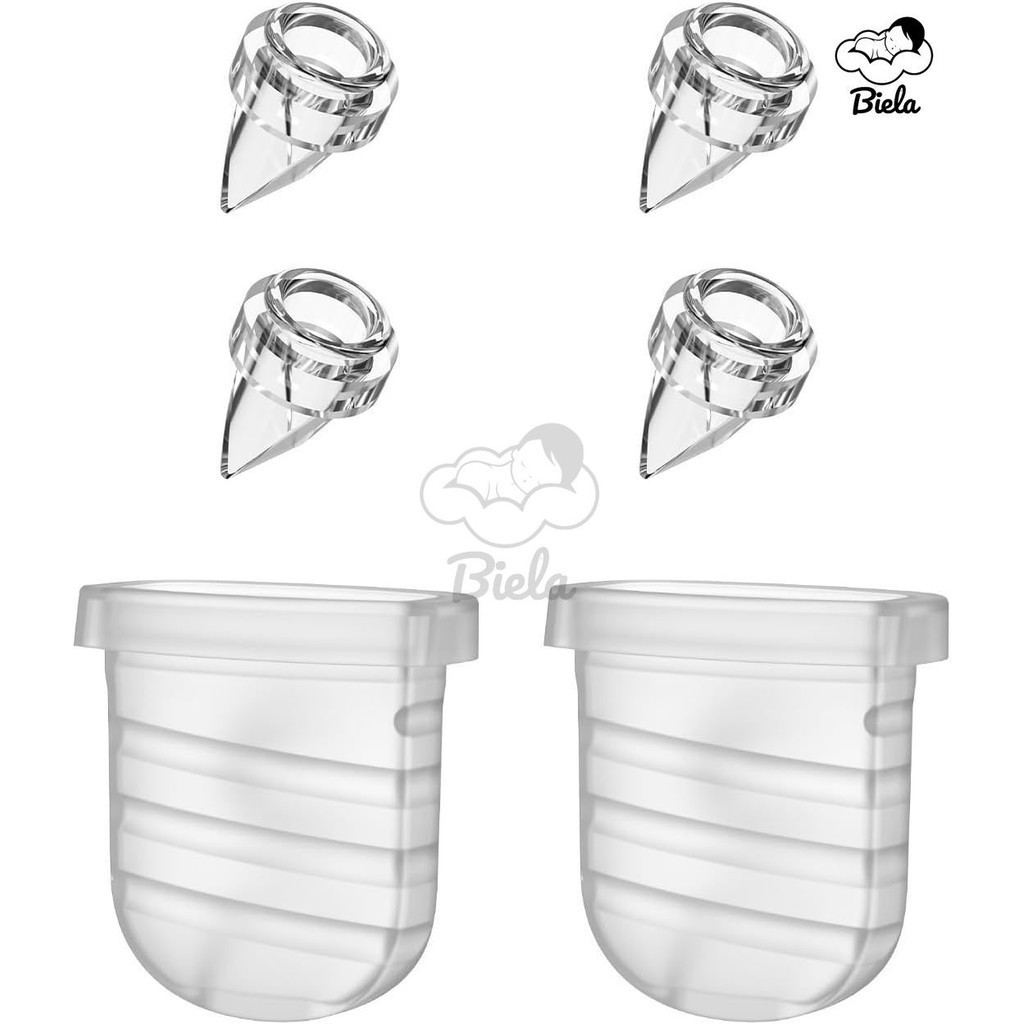 Breast Pump Parts Flange Shield 24mm Duckbill Valve Silicone Diaphragm Milk Collector Cup Set Overall Replacement Accessories Wearable Portable Compatible With Mommed Mumgaroo Missaa S18 S21 4 Pcs
