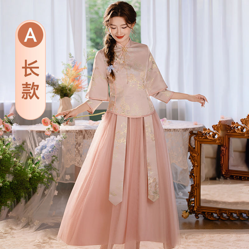 2pcs Costume Baju Cheongsam Muslimah Qipao Long Sleeve Cheongsam Dress Plus Size Women Dinner Gown Elegant Traditional Chinese New Year Clothes Shopee