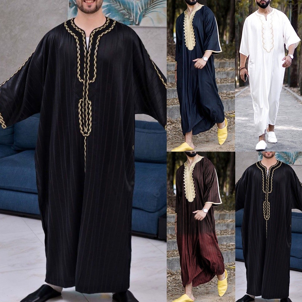 【SUNAGE】Daily Men\'s Robe New Saudi Arab Jubba Kaftan Dishdash Thobe ...
