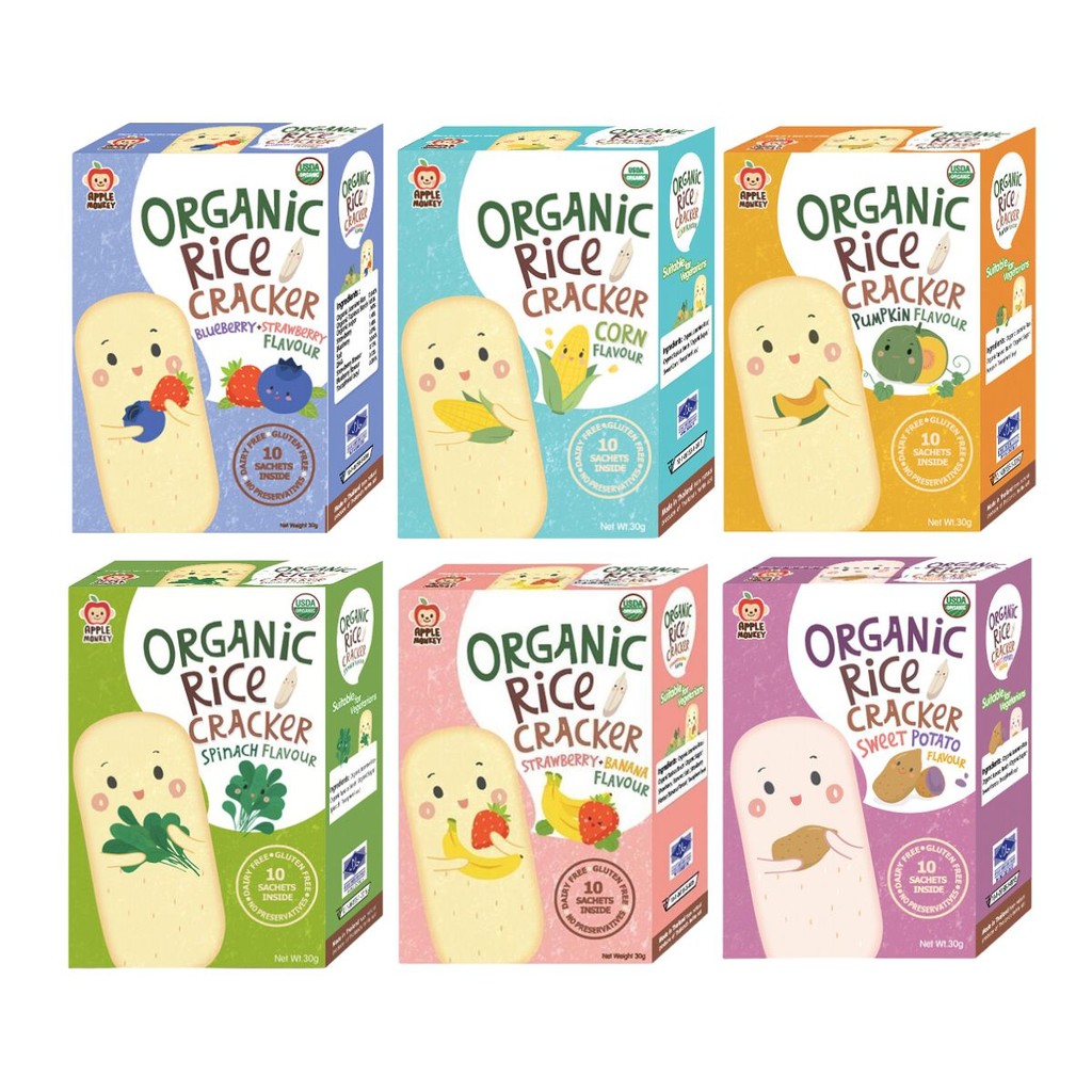 Apple Monkey Baby Snack Rice Cracker (8m+) | Shopee Malaysia