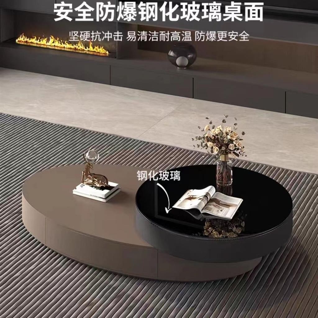 Italian Minimalist Oval Rotating Coffee Table Modern Simple Light ...