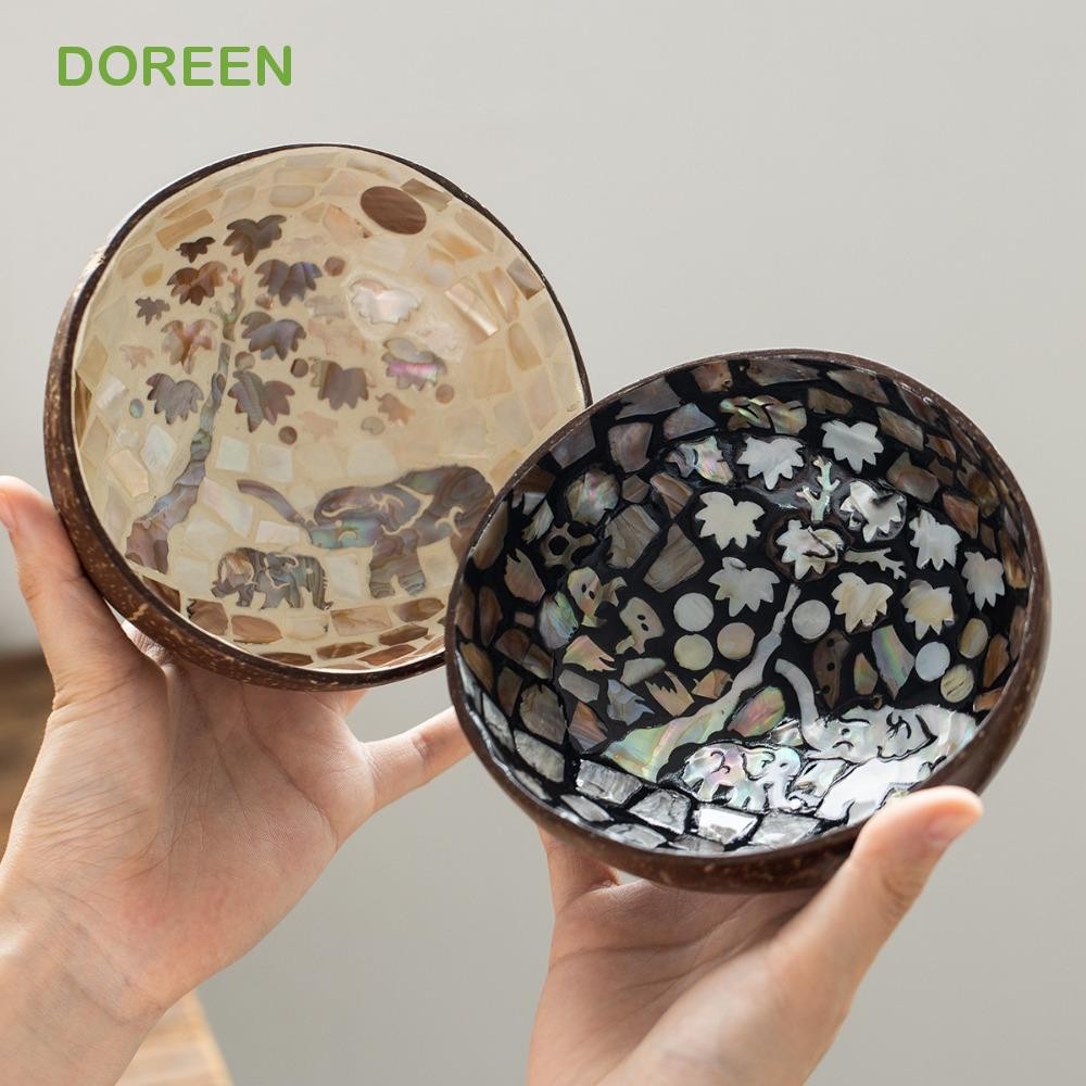 DOREEN Painted Coconut Shell Bowl, Durable Natural Materials Entryway ...