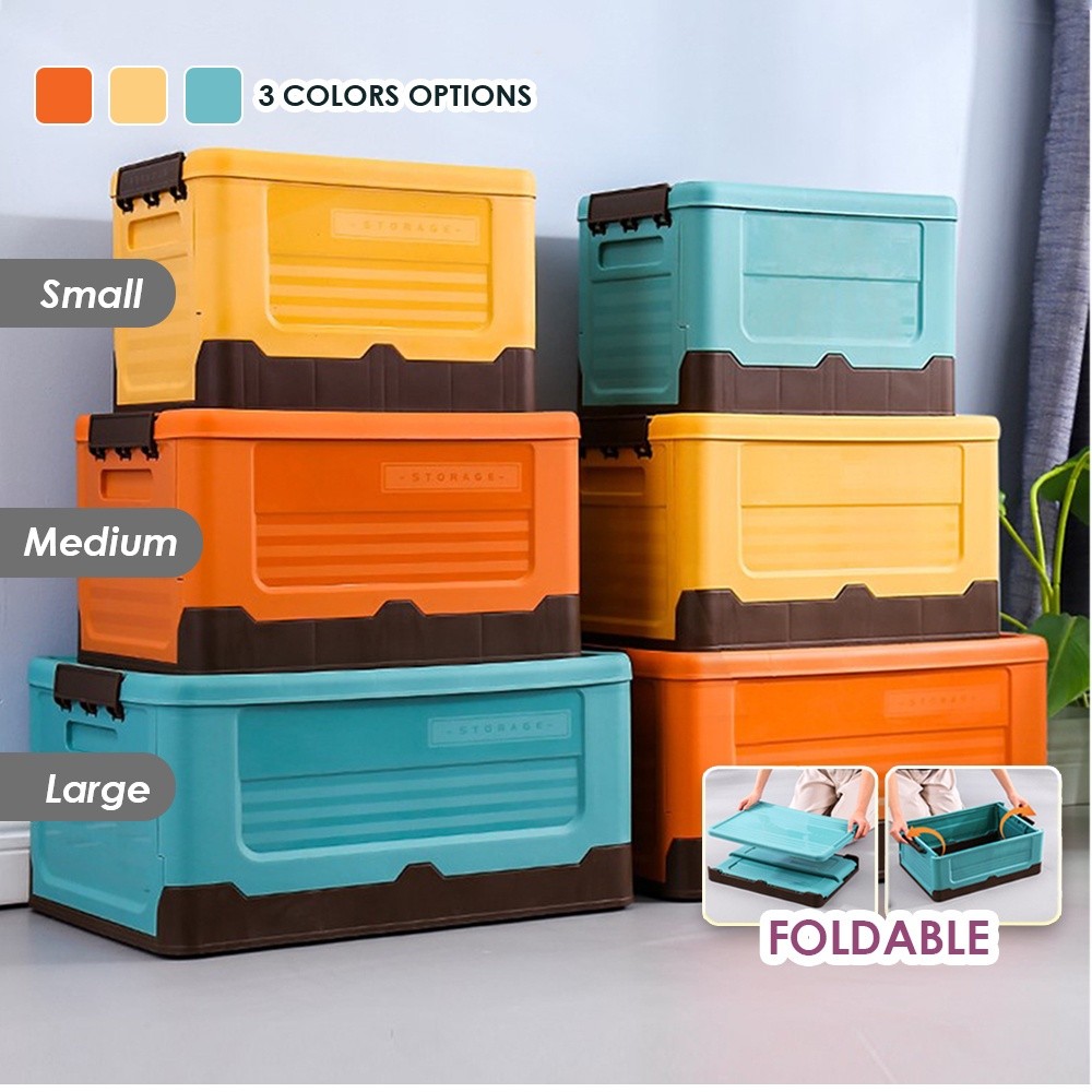 Foldable Storage Box Bin Stackable Container Car Indoor Portable Bekas ...