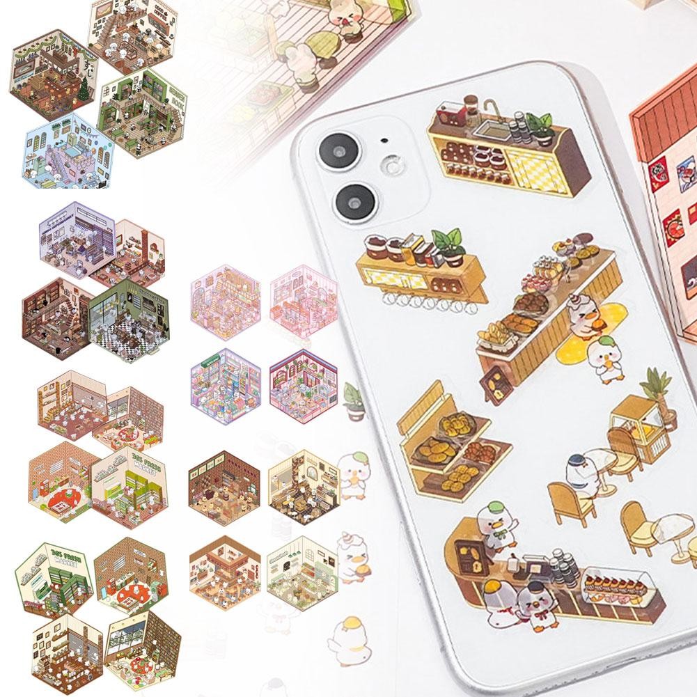 Miniature Scene Stickers Visual 3d Stacking Stereoscopic 3d Toy Hut Diy ...