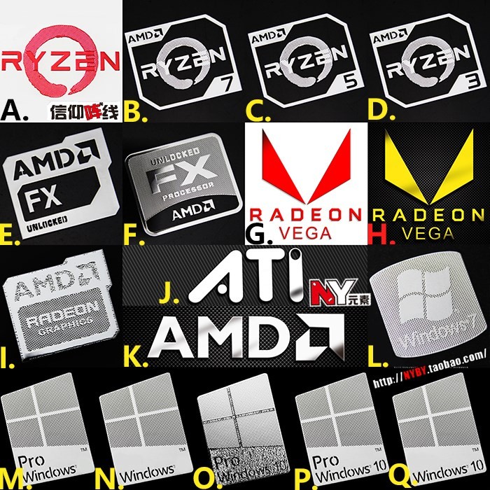 Sticker diy AMD Ryzen R7 R5 R3 Vega Metal Sticker ATI Sticker Laptop ...