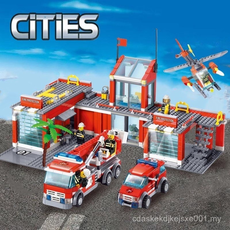 Fire Headquarters Airplane City Series Fire Truck Ladder Truck Command ...
