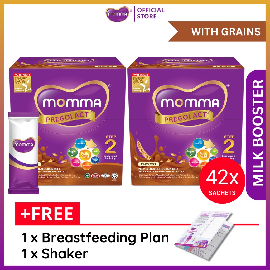 Milk Booster MOMMA® Pregolact® ChocoG - 21 Sachets (2 Unit) Tambah Susu ...