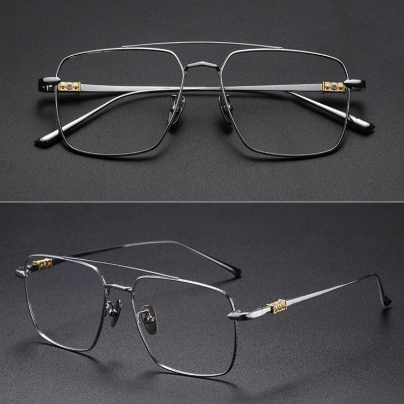 Pure Titanium Glasses Frame Large Frame Double Beam Spectacles Men ...