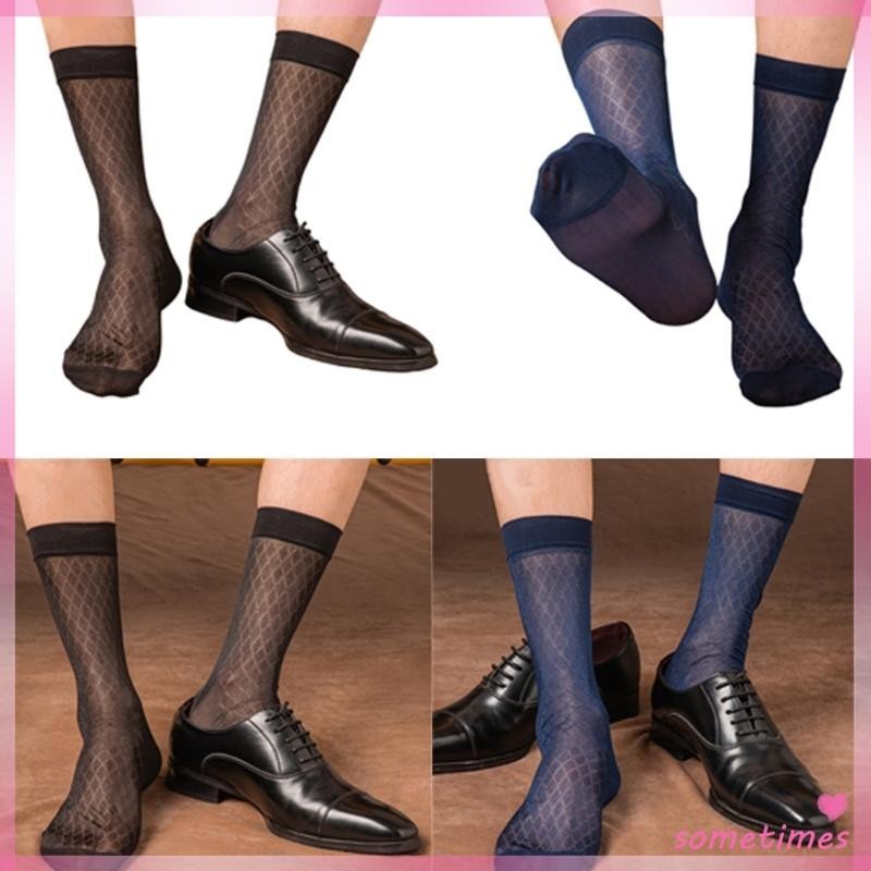 Mona's Choice 3-Pack Men's Sheer Nylon Dress Socks - Black, Knee High, One Size | Lightweight, Comfortable For Formal Wear