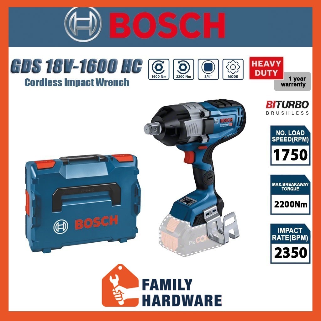 BOSCH GDS 18V1600 HC 18V BITURBO Cordless HighTorque Impact Wrench
