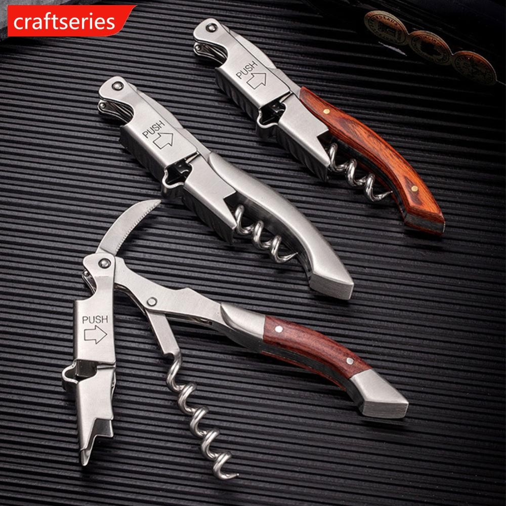 PRO*WAITERS Double-Hinged Wine Key Corkscrew & Beer Bottle Opener – Stainless Steel