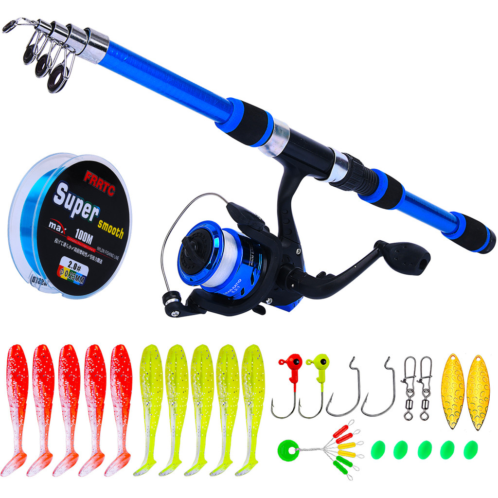 Fishing Full Set 1.8M 6 Sections Protable Spinning Fishing Rod Reel Set ...