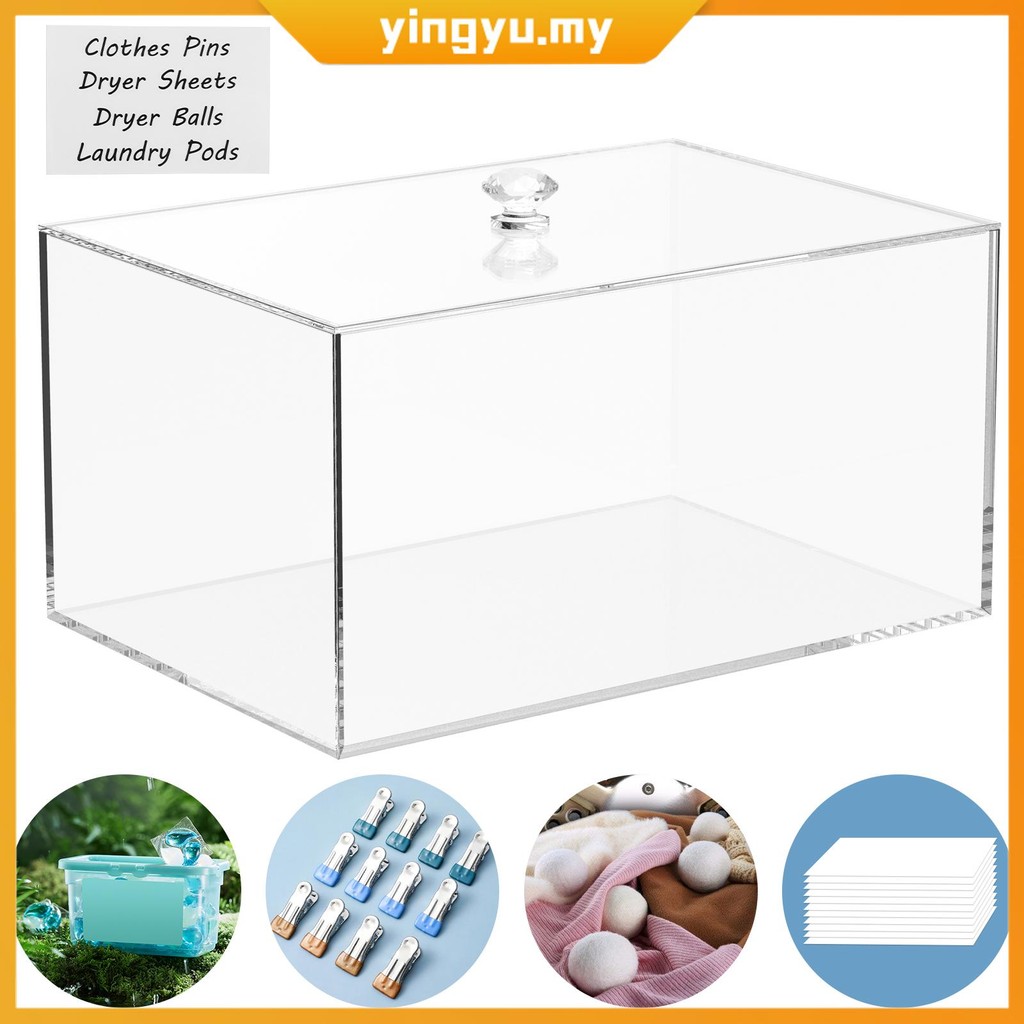 Dryer Sheet Holder with Handle Lid Acrylic Laundry Pods Storage ...