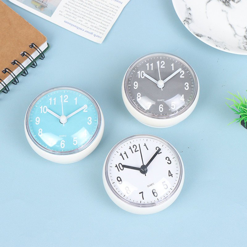 BlingFlash Sucker Wall Clock Bathroom AntiFog Waterproof Kitchen Toilet ...