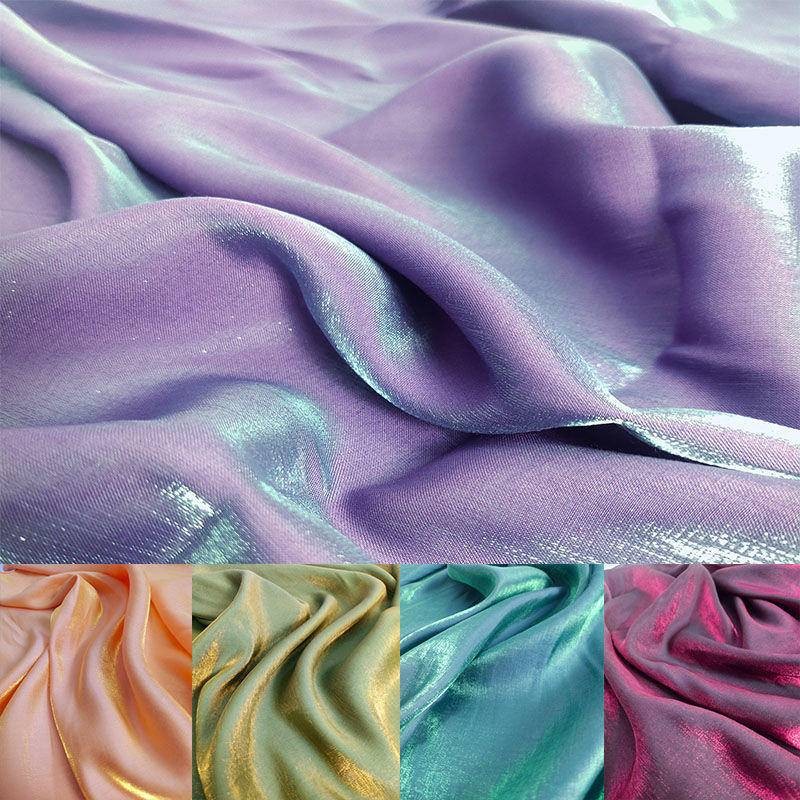 Glass Fiber Gradient Color Satin Fabric Big Sleeved Shirt Dress ...