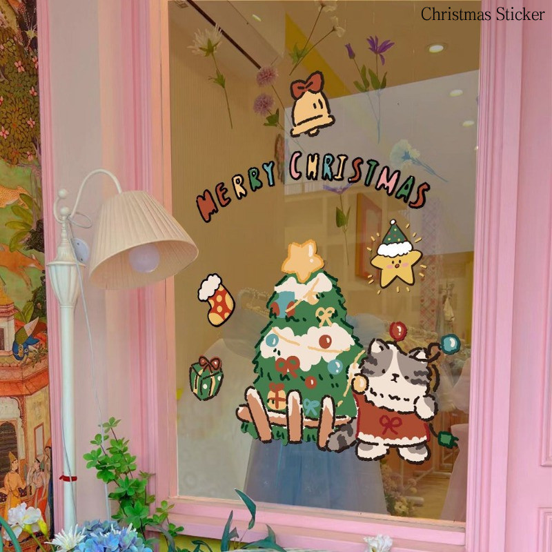 Cute Christmas Decorative Window Stickers Shopping Mall Store Window ...