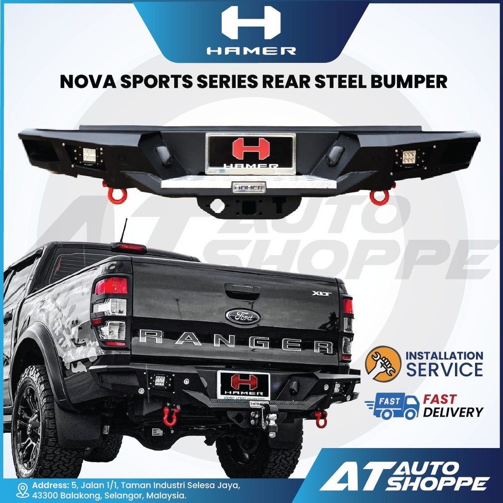 Hamer 4X4 NOVA Sports Series Rear Steel Bumper For Ford Ranger Toyota ...