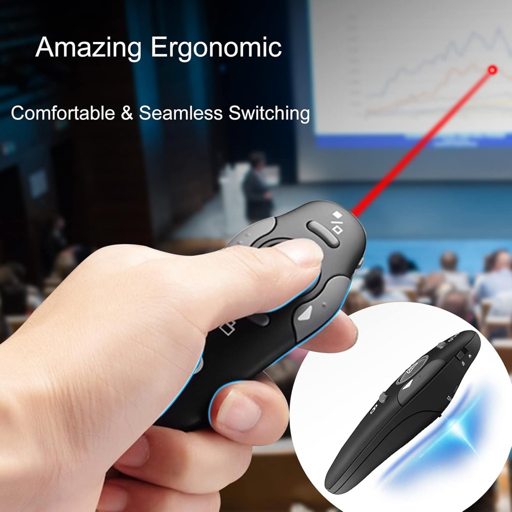 2.4 GHz PPT Presentation Wireless Remote Red LED Pointer Presenter USB ...